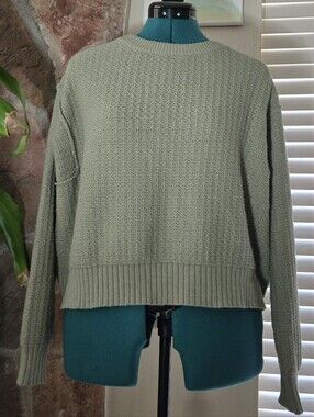 Cottagecore Earthy Relaxed Boxy Sweater - Sage Green